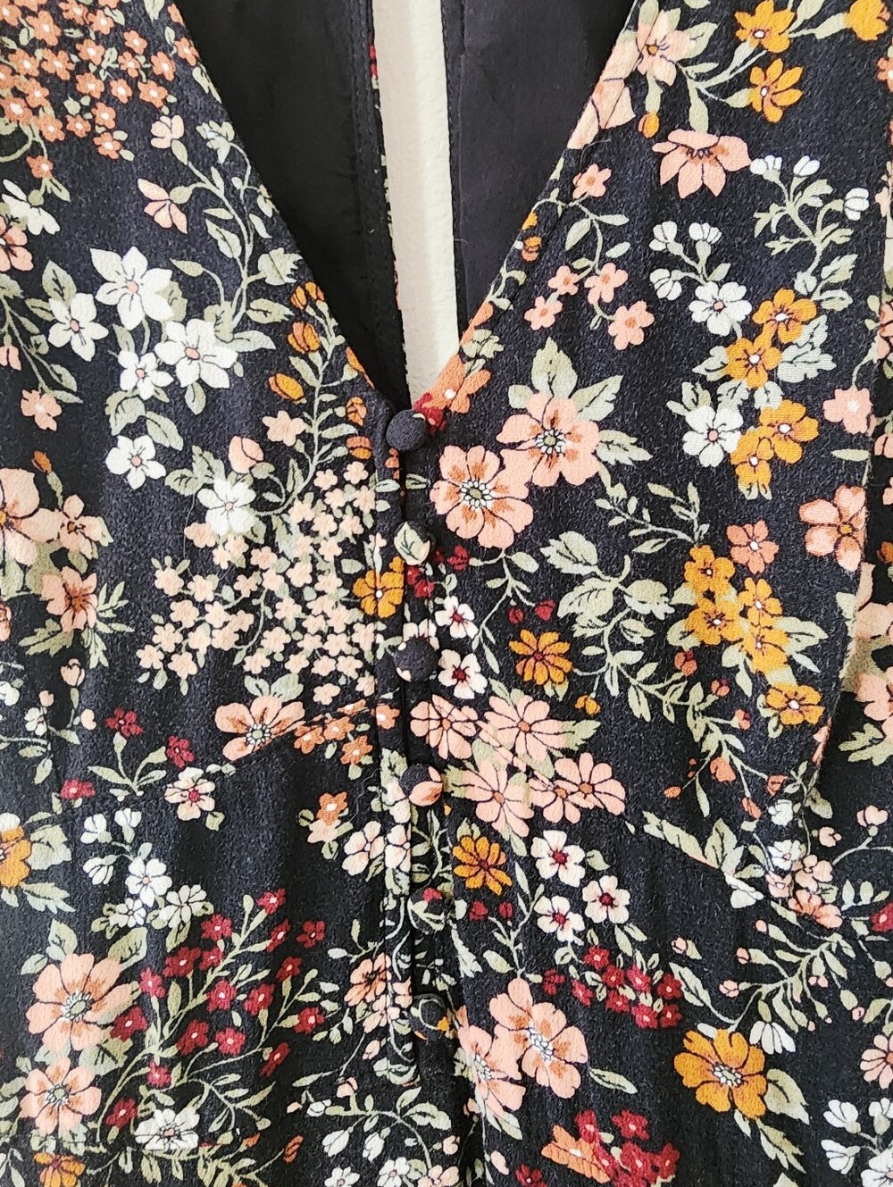 Abercrombie & Fitch Black Floral V‑Neck Cap Sleeve Midi Dress Size S - Picture 6 of 9